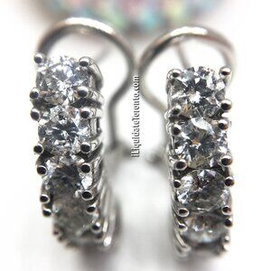 💎 NEW 1.86ct SI1 Diamond Huggie Earrings 14K White Gold - AGI Certified